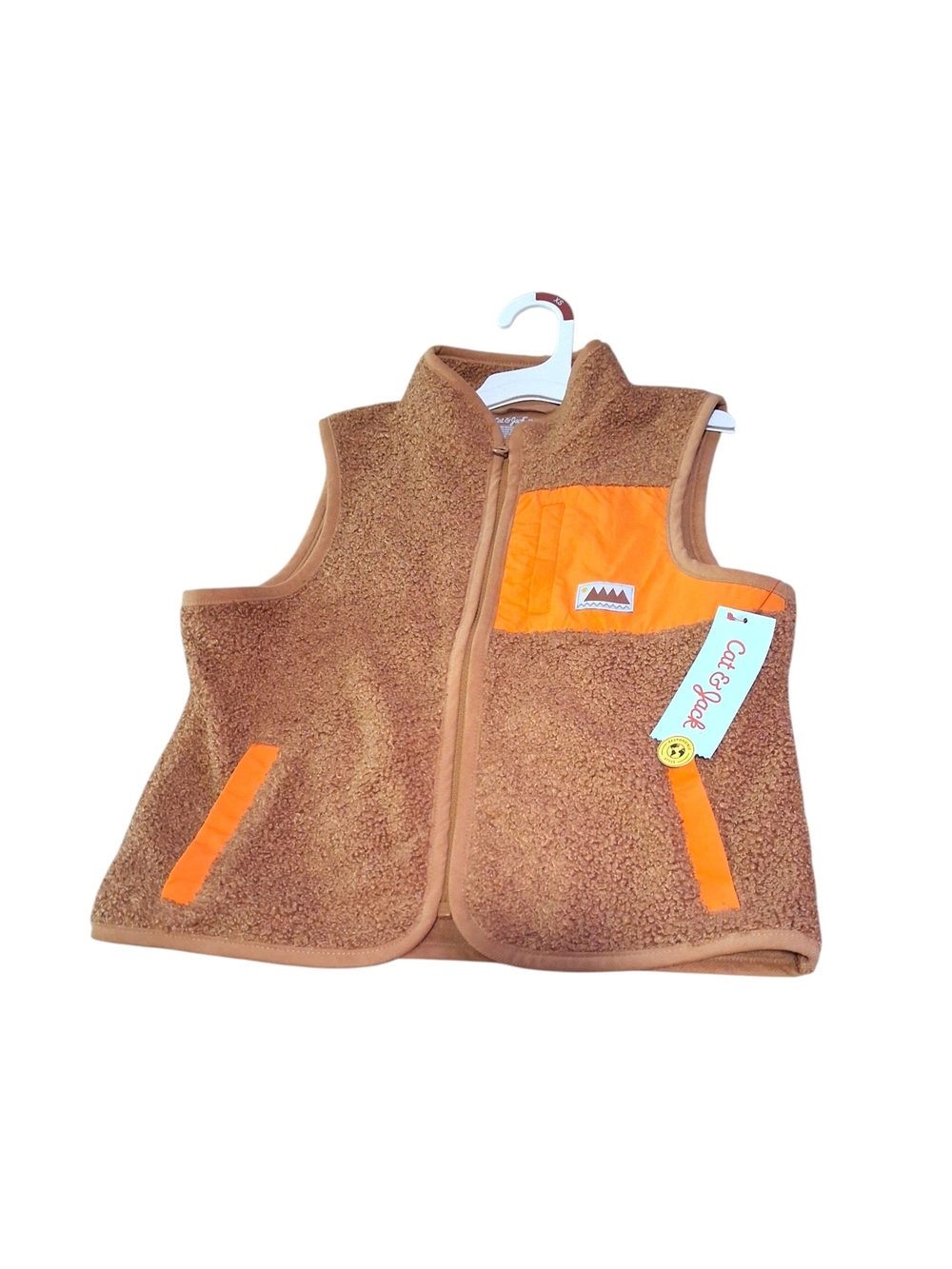 Brown Cat & Jack Kids Vest with Orange Pocket Accents